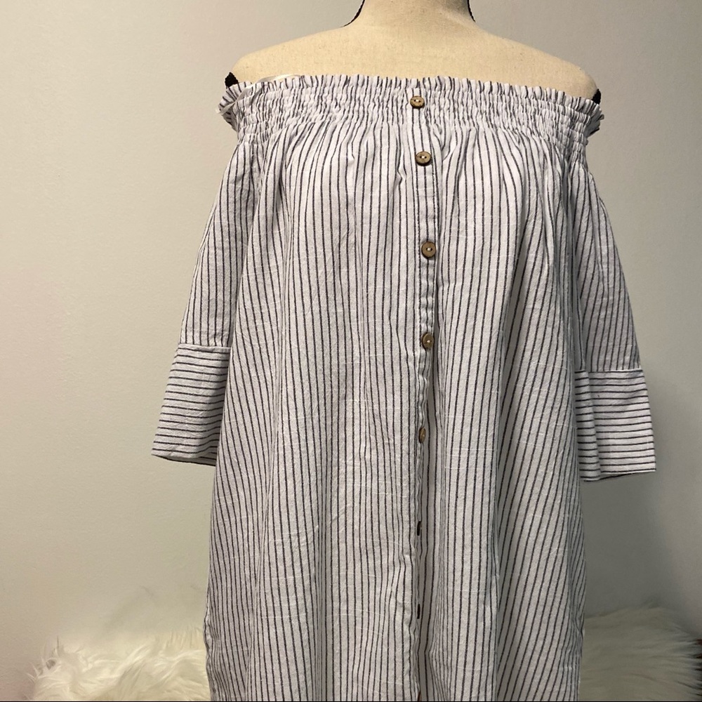 ANTHROPOLOGIE BY Paper Crane dress blue white Larg